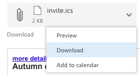 Outlook browser client add to event feature