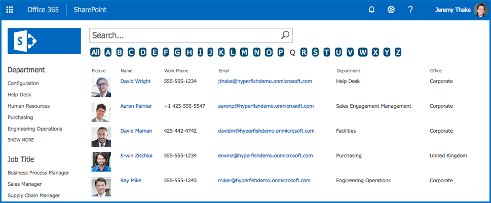 employee directory in Office 365 / SharePoint screenshot.png